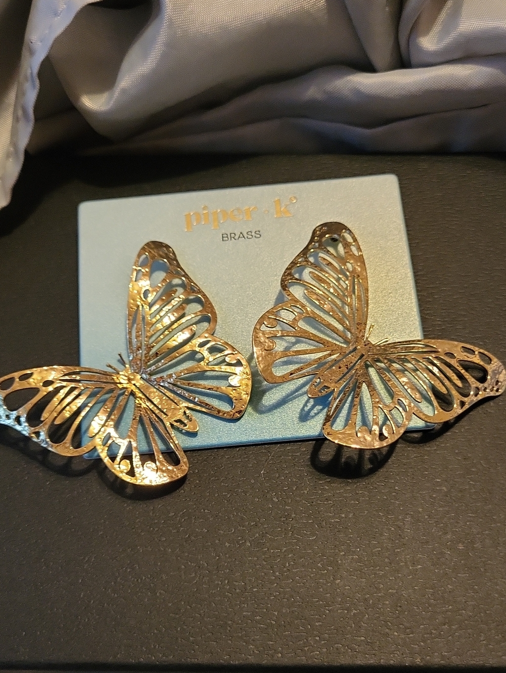 Piper K Brass Butterfly EARRINGS - Gold TE